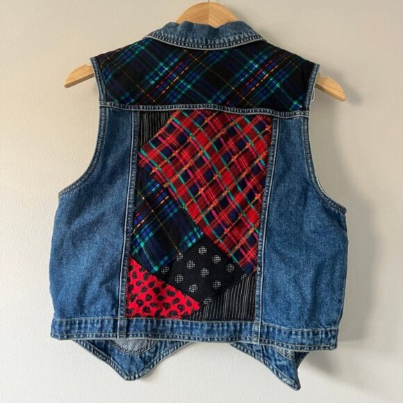 Vintage Carole Little Denim Patchwork Denim Vest Medium - Picture 7 of 7